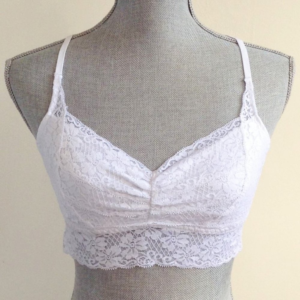 Gilly Hicks Bralette White Lace Racerback Bra XS